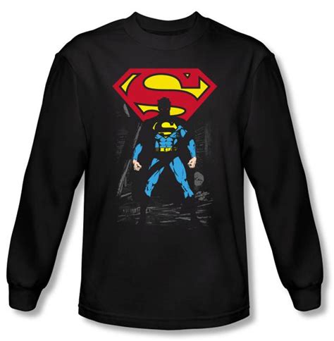 Superman Long Sleeve T Shirt Dc Comics Dark Alley Logo Black Tee Shirt