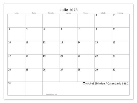 Calendario Julio De 2023 Para Imprimir “62ld” Michel Zbinden Ve