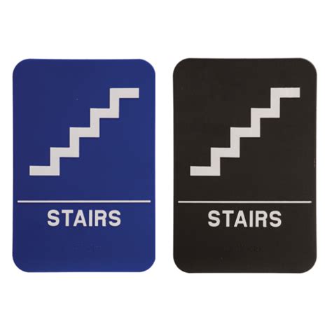 Stairs Sign With Braille Blue Or Black 6 X 9 Ada Signs