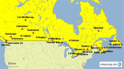 Kanada karte stadtplan anzeigen gelände stadtplan mit gelände anzeigen satellit satellitenbilder anzeigen hybrid satellitenbilder mit straßennamen anzeigen. StepMap - Flughäfen Kanada (Süden) - Landkarte für Nordamerika