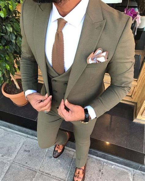 Men Suits Khaki 3 Piece Wedding Suits Formal Fashion Groom Etsy In