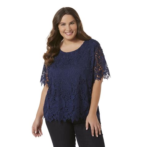 Simply Emma Womens Plus Lace Top