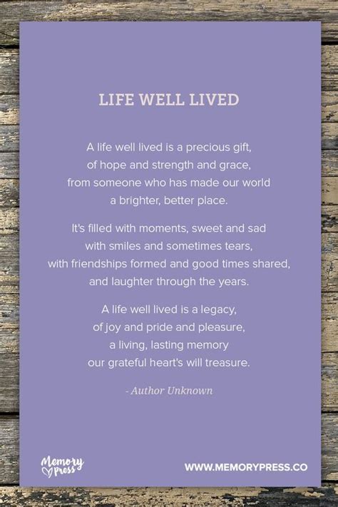 Life Well Lived A Collection Of Non Religious Funeral Poems That Help