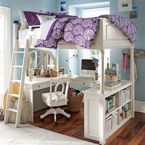 The raised bed provides a private sleeping and hangout place, while the open bottom can be used for play, study or extra storage. Mixing Work With Pleasure - Loft Beds With Desks Underneath