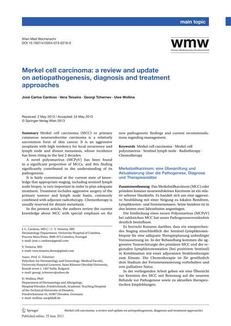 Pdf Merkel Cell Carcinoma A Review And Update On Aetiopathogenesis