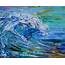 Surfer Ocean Wave Painting In Oil Palette Knife Impressionism On Canvas 