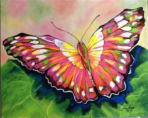 Butterfly Painting Acrylic 16x20 Canvas Panel