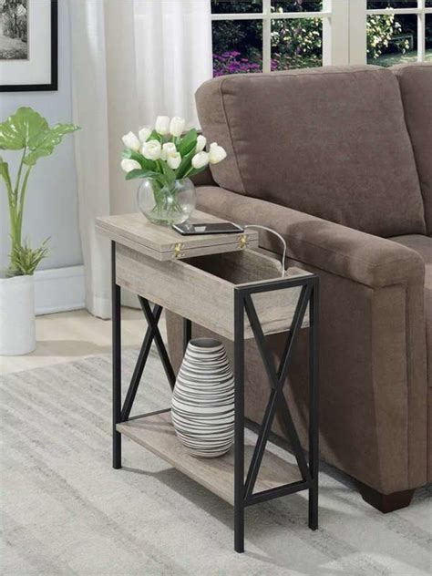 Slim End Table With Storage Table Decor Living Room Side Table Decor