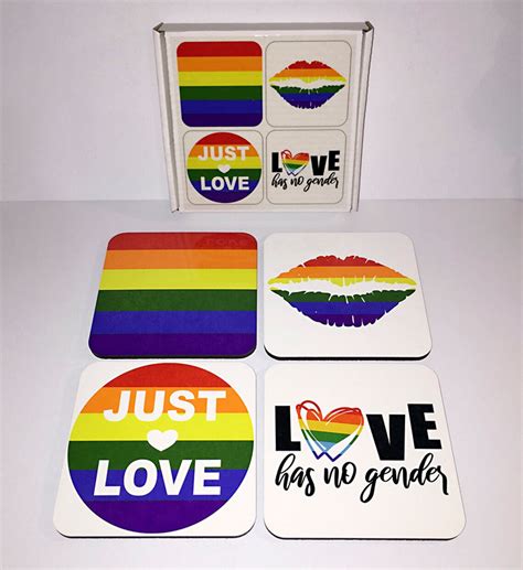 Lgbt 4 Piece Wooden Coaster Set With Cork Backing Etsy