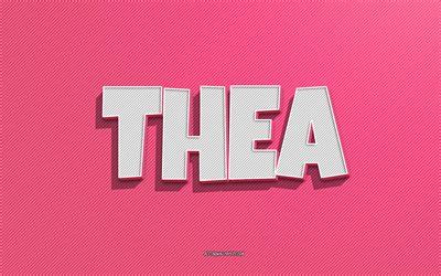 Download Wallpapers Thea Pink Lines Background Wallpapers With Names Thea Name Female Names