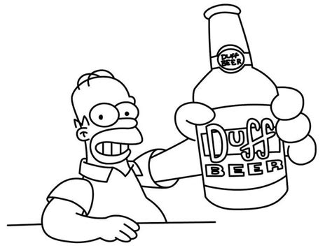 Homer Simpson Bebiendo Para Colorear Imprimir E Dibujar Coloringonly