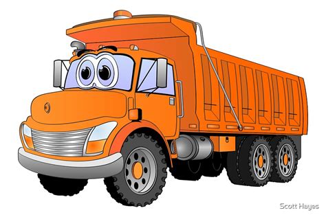 Orange Dump Truck Cartoon By Scott Hayes Redbubble