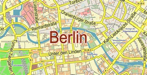 Postal code search by map; Berlin Germany PDF Vector Map: City Plan Low Detailed (for small print size) Street Map editable ...