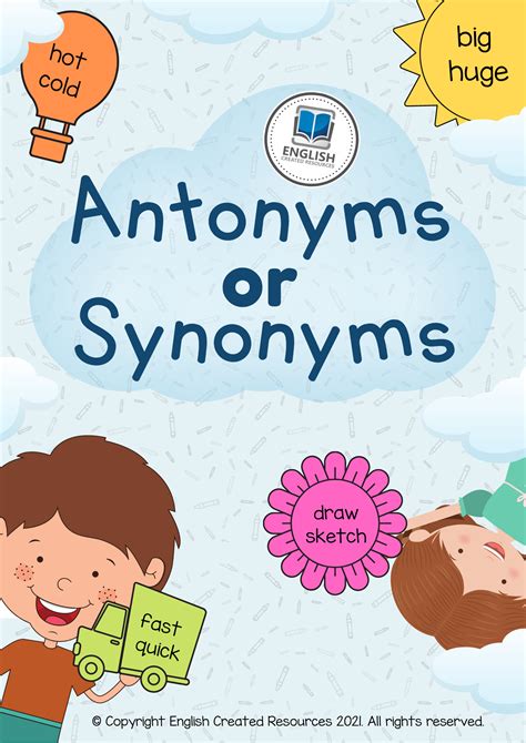 Synonyms And Antonyms Activity Book English Created Resources