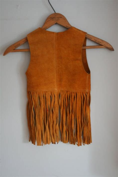 1970s Hippie Leather Fringe Kids Vest Size 4 5 6 Etsy Kids Vest