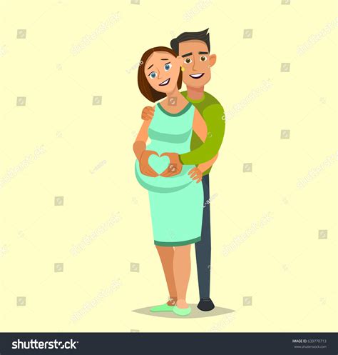 Beautiful Pregnant Woman Her Handsome Husband Stock Vector Royalty