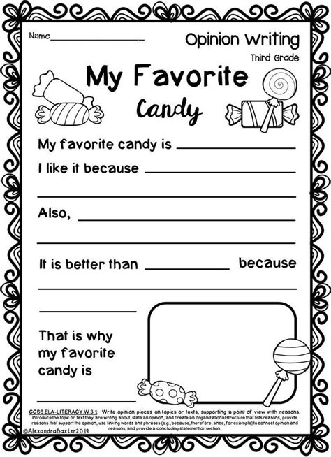 Third Grade Opinion Writing Promptsworksheets Classroom