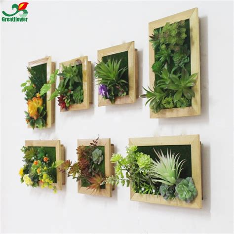There's no end to what you — make that your contractor — can create using this. 3D Creative Metope Artificial Succulent Plants Wooden ...