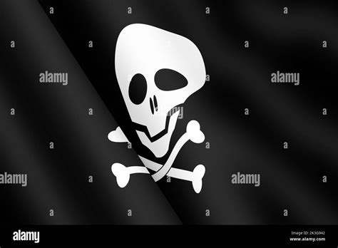 Jolly Roger Skull And Cross Bones Pirate Flag Waving Flag 3d
