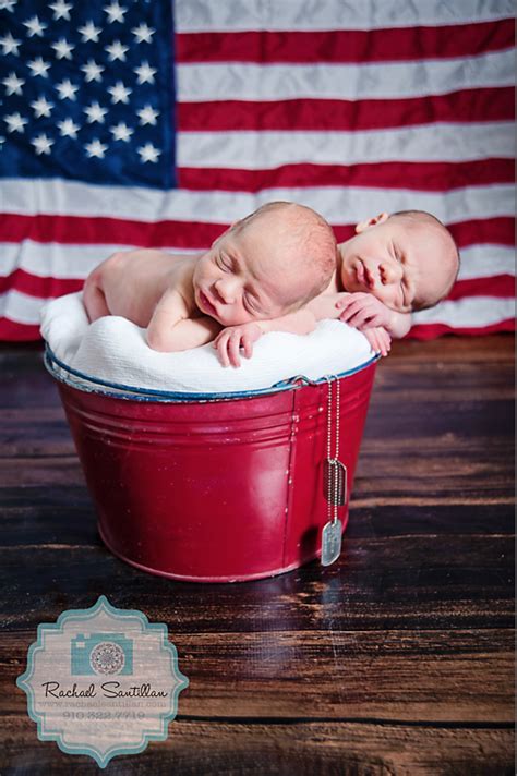 Newborn Twins With American Flag Army Strong Photography By Rachael