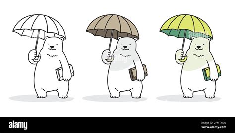 Bear Vector Polar Bear Logo Icon Umbrella Raining Book Illustration