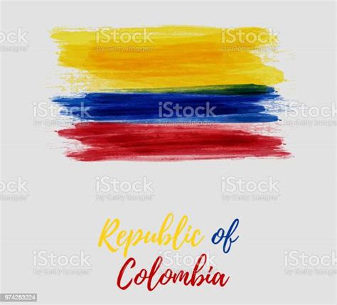 Republic Of Colombia Grunge Flag Background Stock Illustration