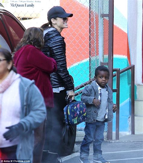 Sandra Bullock Cant Hide Her Proud Smile As She Drops Little Louis Off At School Daily Mail