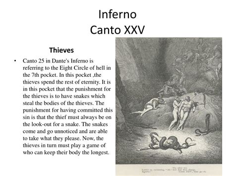 Siamo nella notte tra l'8 e il 9 aprile 1300 (sabato santo), o secondo altri commentatori tra il 25 e il 26 marzo 1300. PPT - Inferno Canto XXV PowerPoint Presentation, free ...