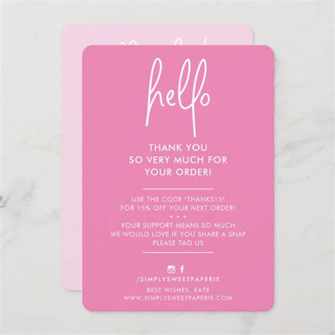 Sending a thank you to your customers is a thoughtful way to show your gratitude. BUSINESS THANK YOU modern hello candy pink white | Zazzle.com in 2021 | Thank you card design ...