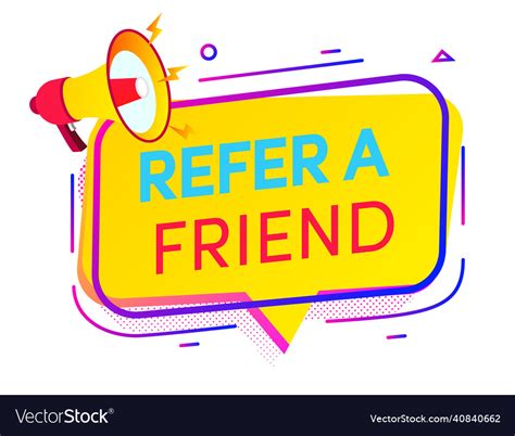 Refer A Friend Banner With Bullhorn Royalty Free Vector