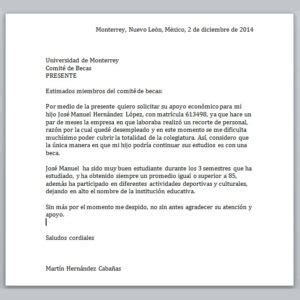 Carta Para Solicitar Beca Alimenticia Diario Nacional