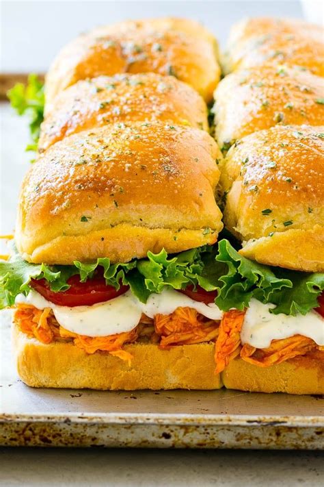 Buffalo Chicken Sliders With Shredded Buffalo Chicken Lettuce Tomato