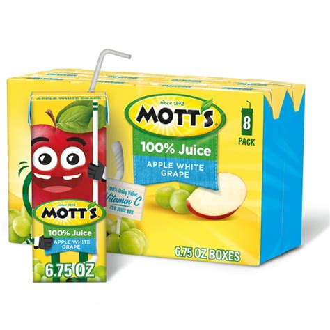 Motts 100 Apple White Grape Juice 675 Fl Oz Boxes 8 Pack
