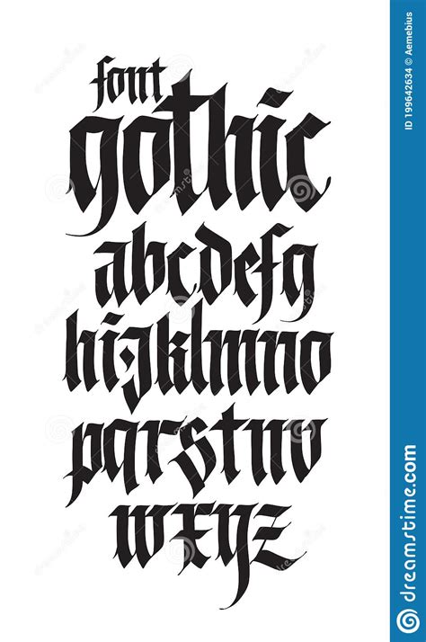 Gothic English Alphabet Vector Set Font For Tattoo Personal And