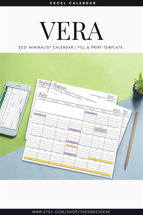 Planner calendar excel, word, pdf, daily, weekly, monthly, yearly, 12 months january to december. EDITABLE 2021 Excel Calendar Template | Printable MINIMALIST Monthly Planner | Modern Wall ...