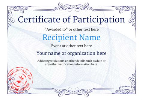 Participation Award Certificate Template Hq Printable Documents