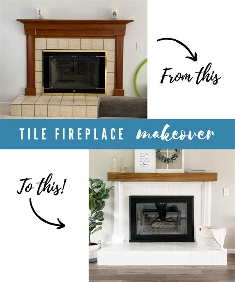 Diy Tile Fireplace Makeover Come Stay Awhile By Amanda Vernaci