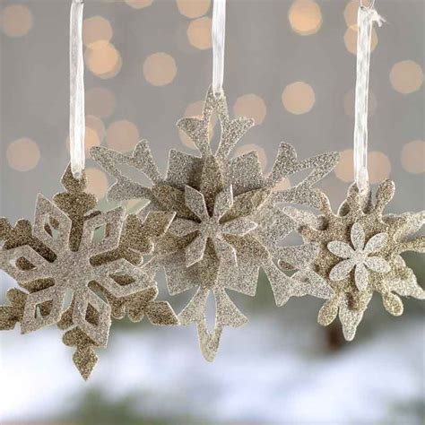 Silver And Gold Glittered Snowflake Ornament Set Christmas Ornaments