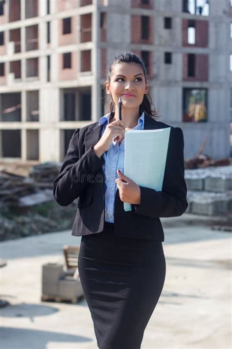 Female Architect At A Construction Site Stock Image Image Of