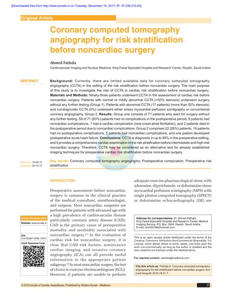Pdf Coronary Computed Tomography Angiography For Risk Stratification