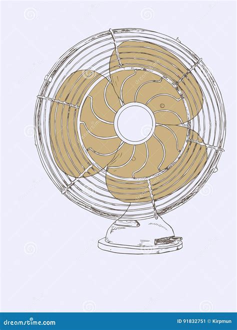 Old Vintage Fan Sketch Vector Stock Vector Illustration Of Isolated