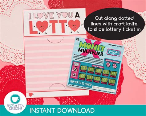 love you a lotto lottery ticket holders valentines day printable