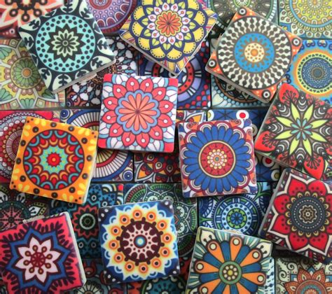 Vintage Colors Medallions Moroccan Tile Ceramic Mosaic Tiles Etsy