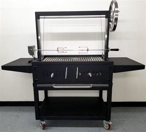 Black Outdoor Charcoal Bbq Parrilla Santa Maria Argentine Grill Spit With Stainless Steel Parts