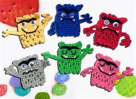 Monstruo De Colores Para Dedos A Crochet 6 Unidades Cuotas Sin Interés