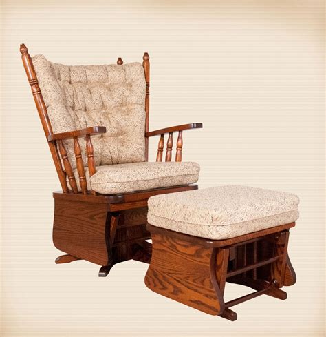 Reduced High End Solid Wood Glider Rocker With Matching Ottoman And