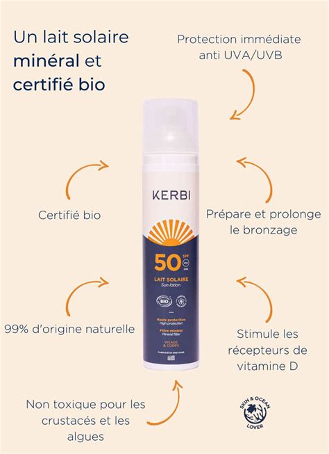 Lait Solaire Bio Spf50 100g Kerbi Crèmes Solaires Pour Leté