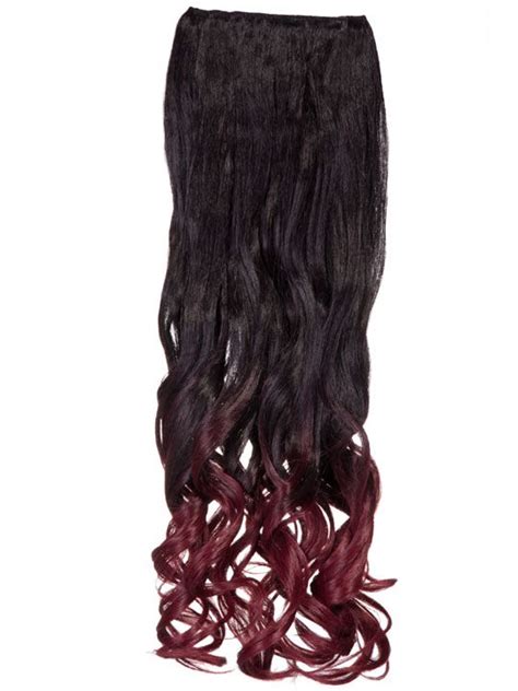 Dip Dye Curly One Piece Hair Extensions In Raven To