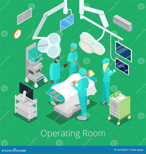 Isometric Surgery Operating Room With Doctors On Operation Process