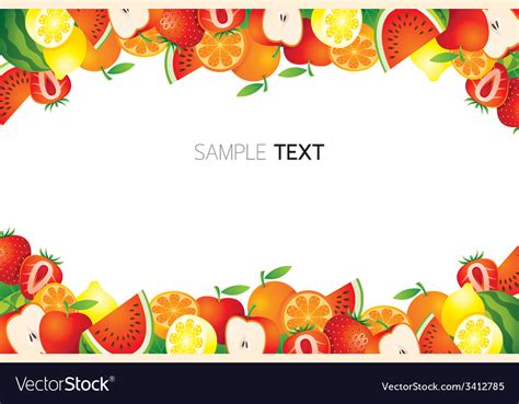 Mixed Fruits Frame Border Royalty Free Vector Image